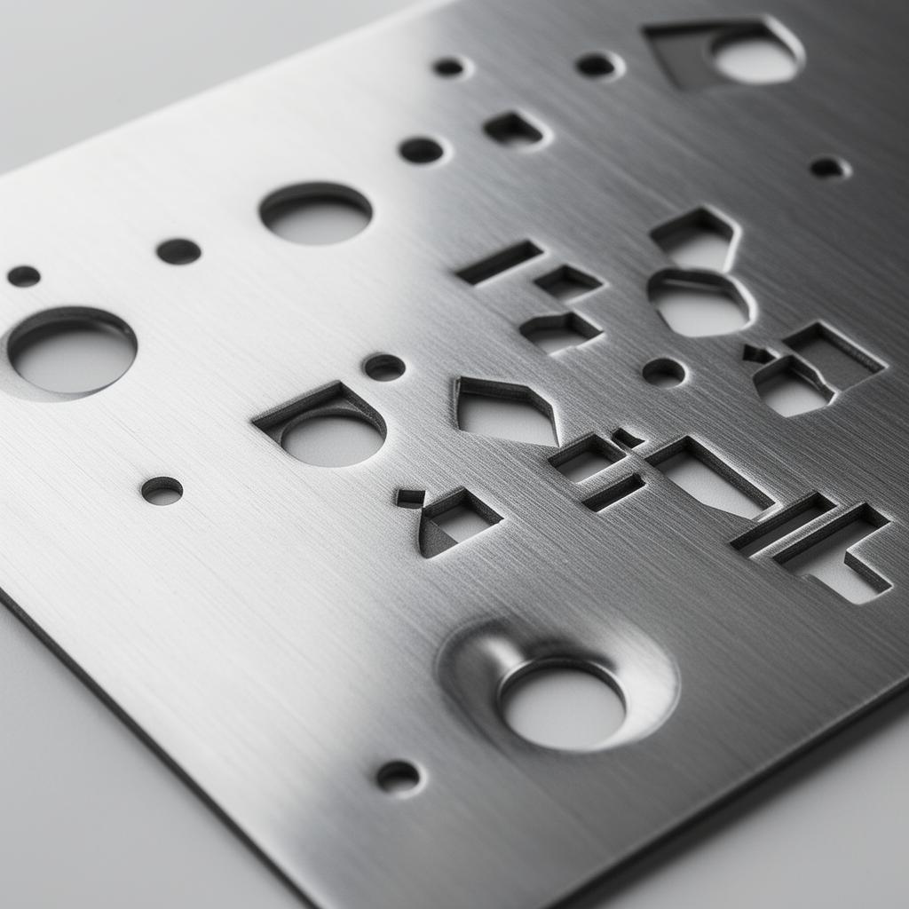 Brushed stainless steel detail with precision laser-cut shapes